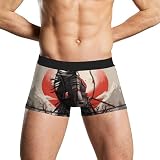 Japanese Black Samurai Men's Boxer Briefs Breathable Underwear Stretch Short Trunks with Elasticity Waistband S