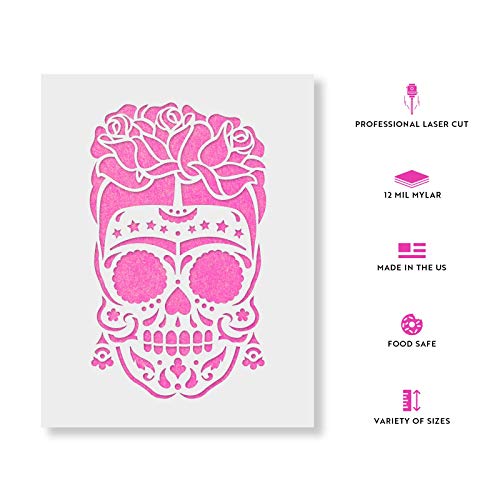 Sugar Skull Frida Stencil Template For Walls And Crafts - Reusable Stencils For Painting In Small & Large Sizes #TOP1