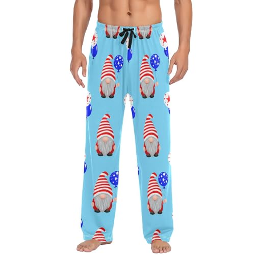 Men's Pajama Pants American Gnomes with Balloons Sleep Pajama Lounge Pant with Pockets, Elastic Waistband