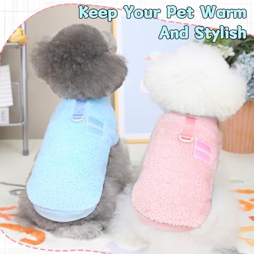 JSTHHTT 2 Stück Hundepullover für kleine Hunde mit D-Ring, Hundepullover Kleine Hunde, Perfekte Hundejacke Chihuahua, Winterjacken Hunde, für Kleine Mittelgroße Hunde und Katzen