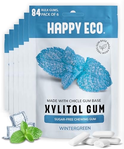 Happy Eco Sugar Free Natural Chewing Gum Wintergreen