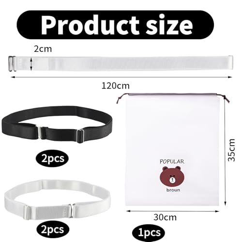 4pcs Elastic Belt, Shirt Tuck Band Women, Adjustable Tucky Belt to Crop Tops, Crop Tuck, Can Be Worn with Jeans, Trousers, Dresses, Change The Style of Tops, with 1 Frosted Drawstring Storage Bag2