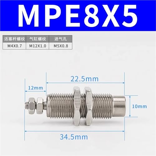 Cilindro de aguja MPE8X5 de simple efecto con rosca externa 3