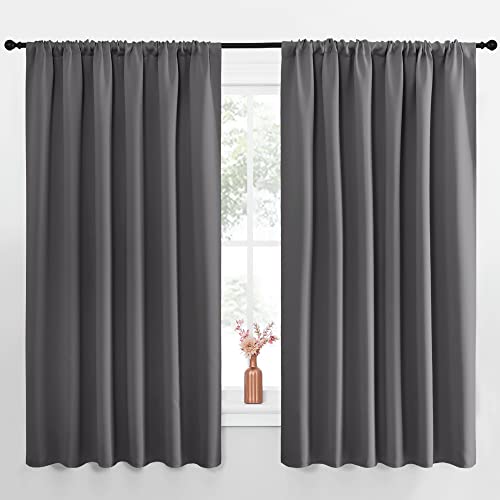 thermal curtains for dining room - NICETOWN Blackout Curtain Panels for Window - Thermal Insulated Rod Pocket Blackout Drapes/Draperies for Dining Room (2 Panels, W70 x L63 inches, Grey)