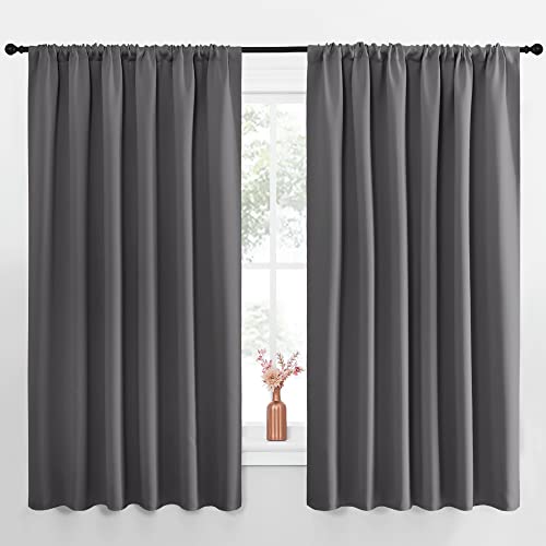 NICETOWN Blackout Curtain Panels for Window - Thermal Insulated Rod Pocket Blackout Drapes/Draperies for Dining Room (2 Panels, W70 x L63 inches, Grey