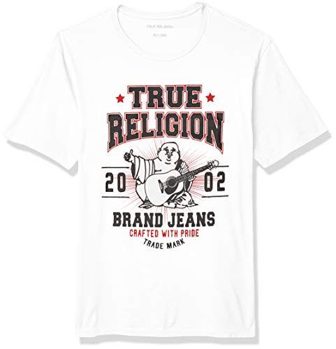 True Religion Men's Buddha Short Sleeve Crewneck Tee, White, X Large