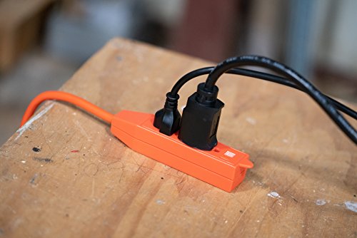 Coleman Cable 04003 16/3 SJTW Trinector Extension Cord, 3-Foot, Orange