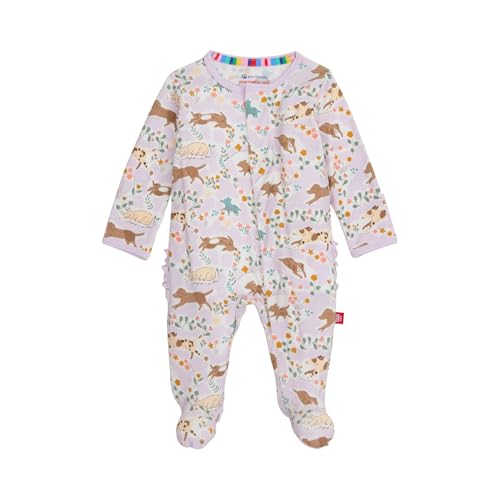 Image of Magnetic Me Girls Modal Magnetic Baby Footie Pajamas | Silky Soft Modal Fabric | Baby Sleepers Available Sizes PRE - 24M