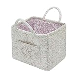 Boho Fabric Storage Basket Quilted Floral Print Baskets Organizer Bin with Handles for Home, Picnic, Shopping (Green, L)