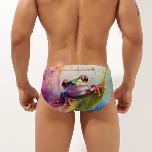 Tree Frog on A Leaf Mens Swim Briefs Bikini Sexy Low Rise Trunks Swimsuit Bathing Suit Beach2