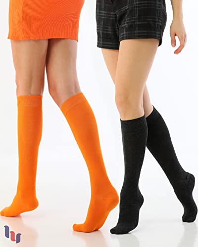 Image of Hugh Ugoli Women's Rayon Derived from Bamboo Knee High Socks Comfort Seam Long Dress Socks, Shoe Size 5-8 /8-11, 4 Pairs