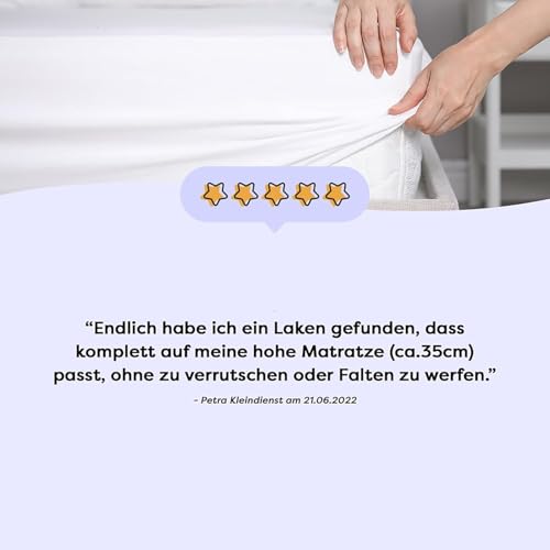 Foto von Wolkenfeld Spannbettlaken 200x220cm – 220x240cm – Premium Jersey Baumwolle mit 5% Lycra – Faltenfreies Bettlaken für hohe Matratzen bis 40 cm – Atmungsaktiv & Oeko-TEX Zertifiziert – Anthrazit