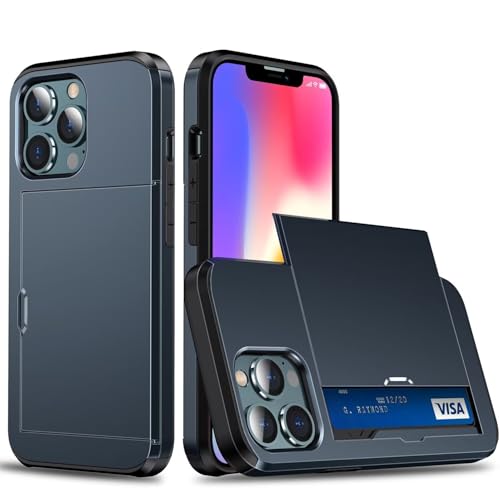 xinyunew Standard Handyhülle für iPhone 13 Pro Max Case Silikon, mit Kartenfach Silikon TPU Handyhülle Dünn Weiche Stoßfest Flexibel Handy Tasche Bumper Brieftasche Case-Marineblau xinyunew Standard Handyhülle für iPhone 13 Pro Max Case Silikon, mit Kartenfach Silikon TPU Handyhülle Dünn Weiche Stoßfest Flexibel Handy Tasche Bumper Brieftasche Case-Marineblau