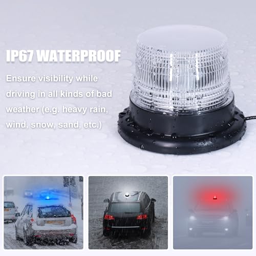 LED Beacon Light,Purple Green Blue White Red Strobe Light with Magnetic Base for Funeral Hearse,Volunteer Firefighter Vehicles,Trucks,Indoors for Displays as a Moodlight,Parade Float Lights