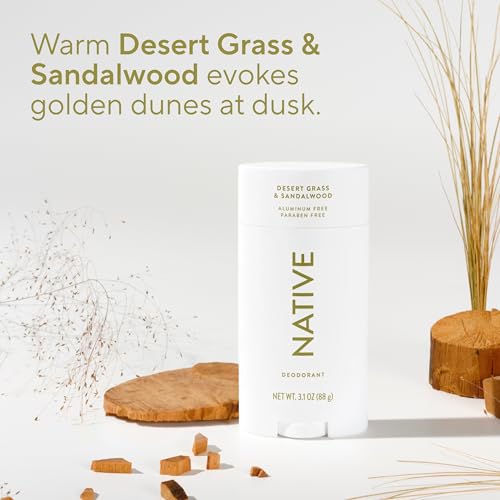 Image of Native Aluminum Free Deodorant, Desert Grass & Sandalwood, Large Size Stick, 72 Hour Odor Control, for Women & Men, Contains Naturally Derived Ingredients, 3.1 oz