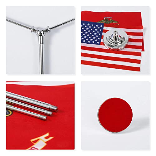 Ckexin US Marine Corps Desk Flag Small Usa Table Office Military Flags with Metal Flag Stand