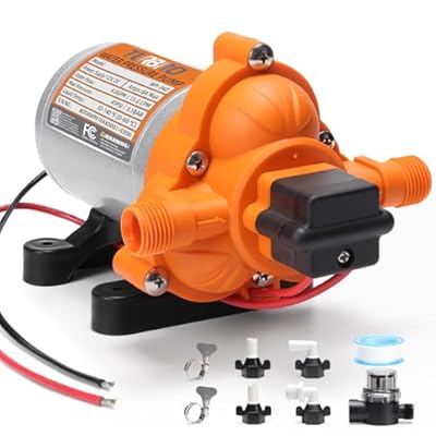 TURBRO 4.0 GPM 45 psi RV Water Pump, 12V DC Self-Priming Diaphragm Pump, Water Pressure Pump with Pressure Switch and Overheating Protection, for RV, Marine, Boat, Yacht, Camper, Garden, Irrigation