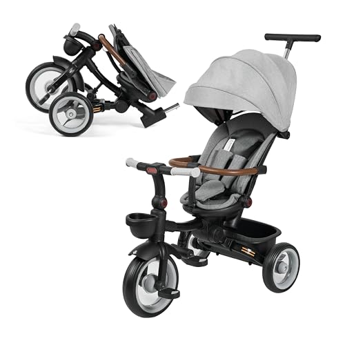 MS BabyWorld PEDALIN   Triciclo Evolutivo Bebé Plegable 1 5 Años con Asiento Reclinable y Reversible – Acompaña el Crecimiento del bebé, Freno y cinturón Seguro de 5 Puntos y Barra de protección