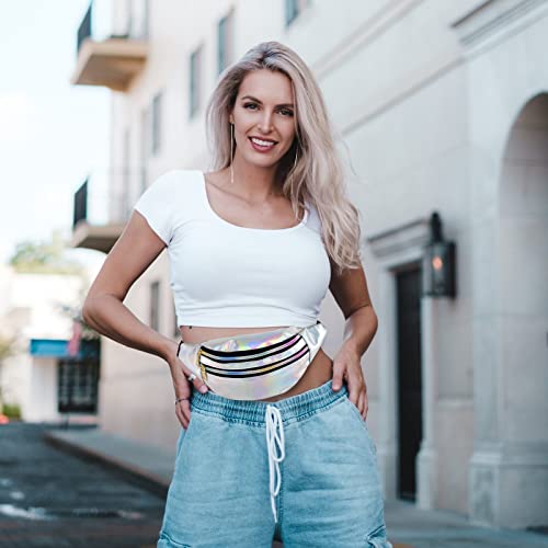 Heuptas modieuze waterdichte heuptas metallic heuptas voor vrouwen en mannen party festival sport outdoor reizen, zilver - Image 8