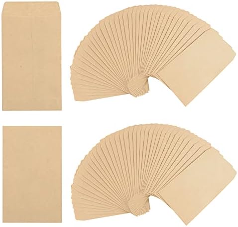 80 Pcs Small Coin Envelopes, 2.4 x 4.3inch Small Parts Kraft Paper Seeds Envelopes Mini Brown Mailing Envelopes for Packet Seeds Coins Tip Gift Card Money Jewelry Candy Notes Beads