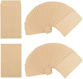 80 Pcs Small Coin Envelopes, 2.4 x 4.3inch Small Parts Kraft Paper Seeds Envelopes Mini Brown Mailing Envelopes for Packet Seeds Coins Tip Gift Card Money Jewelry Candy Notes Beads