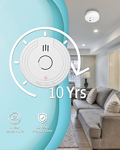 Ecoey Smoke Alarm Fire Detector, Battery Included Photoelectric Smoke Detector With Test Button And Low Battery Signal, Small Fire Alarm For Home, Bedroom Fj136Gb, 6 Packs #TOP4