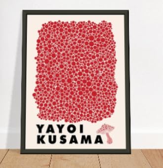 Affiche Yayoi Kusama rouge encadrée : donnez du style à votre salon contemporain