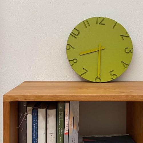 Horloge murale chiffres 3D lisible texture ciment silencieuse