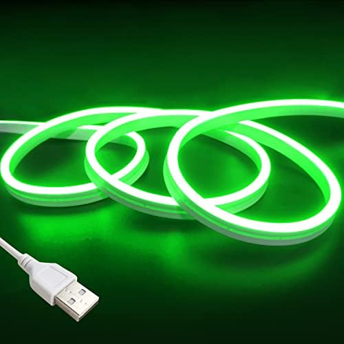 vimeepro 5V USB LED Strip Lights 6.6ft neon Lights Strip Flexible Waterproof Neon LED Rope Lights for Indoor and Outdoor Bedroom TV Backlight Cabinets etc(Power Adapter Not Included/Green)