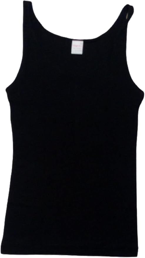 Canottiera Donna In Cotone Filo Scozia - Top Intimo Spalla Stretta BY SELINA Bianco/Nero - Foto 3