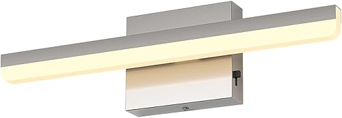 Miniatura 8 de Lámparas LED modernas de baño de 12 W, barra de luces de tocador de níquel cepillado, 5 CCT, luz regulable sobre espejo para iluminación de baño,