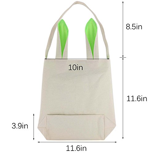 Easter Bunny Bag, With Dual Layer Bunny Ears Design, Excellent For Carrying Eggs, Candy, Gifts (Green 3) #TOP1