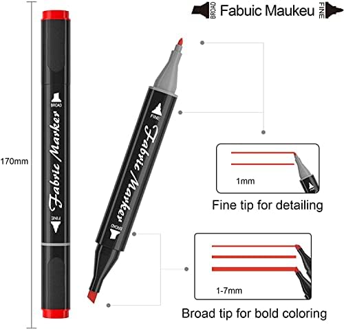 40 Colours Fabric Pens Permanent for Clothes, Shuttle Art Dual Tip Fabric Marker Pens for T-shirt, Shoes , Non-toxic & No Bleed Permanent Fabric Pens for Kids Adult Painting Writing