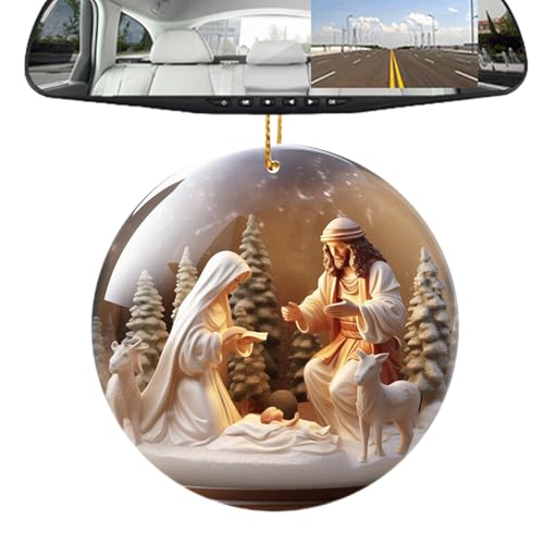 wiroouia Adornos de belén para árbol de Navidad, accesorios de llavero de bolsa, adornos de belén para árbol de Navidad, adorno colgante acrílico 2D para mujeres y hombres