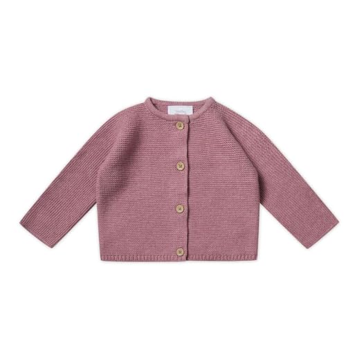 Stellou & friends CardiganStrickjacke für Baby & Kleinkind mit Knöpfen in HolzOptik, Mädchen & Jungen Hochwertige Kleidung aus 100% Baumwolle, Perfekt für Herbst & Winter 86/92 Rose Melange
