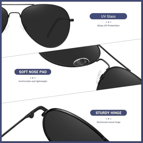 Image of Full Rim Pilot Sunglasses| Glass And 100% Uv Protected | Men & Women