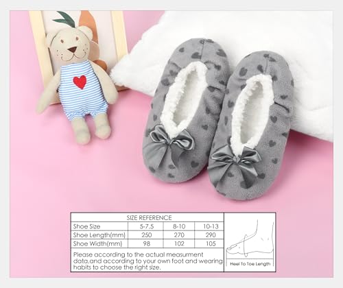 Image of DICUIRD Womens Cozy&Warm Soft Sole Slipper Socks with Grippers-Girls Teddy Fleece Indoor Slipper with Non-skid Bottoms