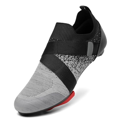 Zapatos de ciclismo unisex compatibles con bicicleta Peloton y SPD para ciclismo en interiores con tacos Delta incluidos para hombres y mujeres, Gris, 14 Women/12 Men