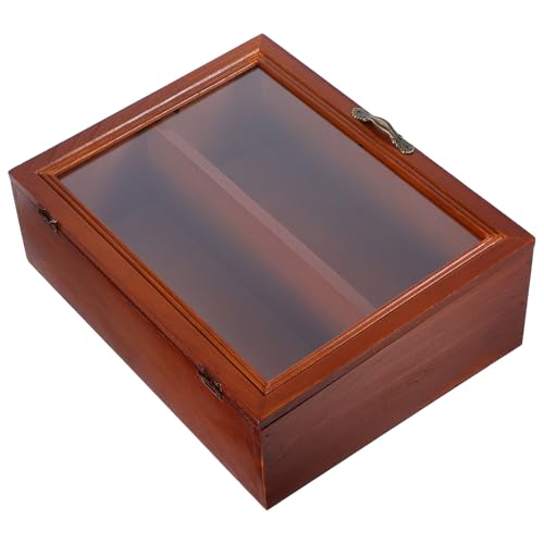 PERSELOSO Vitrina de Madera Pequeña Vintage Puerta Acrílica Abatible, Estante Organizador de Colecciones y Exhibición para Escritorio o Pared, Gabinete de Almacenamiento Compacto