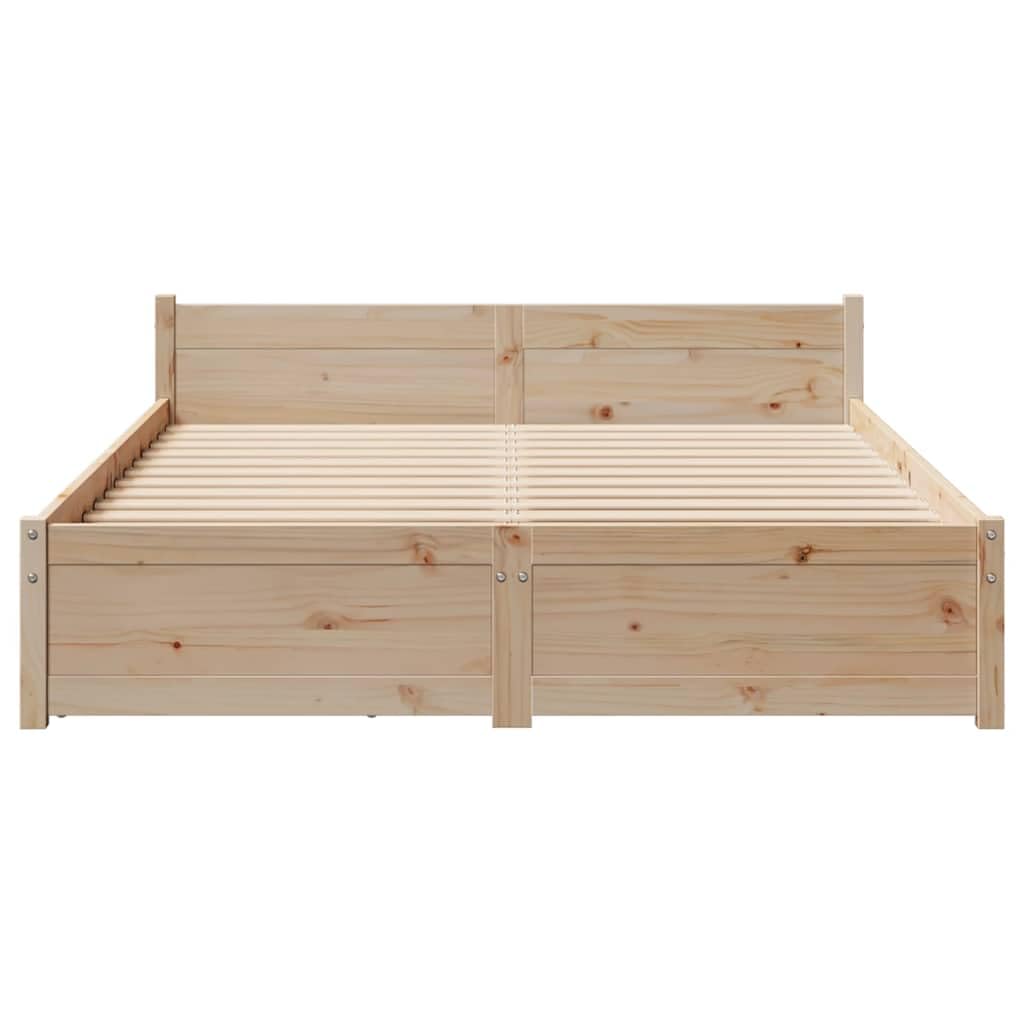 vidaXL Massivholzbett, Holzbett Bett mit Schubladen, Bettgestell Bettrahmen mit Lattenrost, Doppelbett für Schlafzimmer, 120x200cm Kiefer