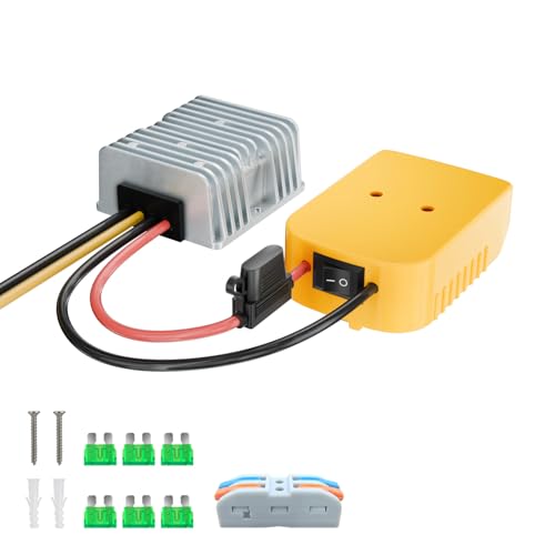 20V to 12V Step Down Converter for Dewalt Battery DC Voltage Battery Power Adapter 20A 240W Buck Converter Regulator with Over Discharge Protection Switch and Fuse.