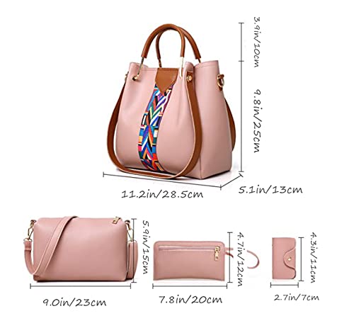4 piezas: bolso hobo, tote, cartera y satchel para mujer; bolso de mano con asa superior, bolso de hombro de poliuretano, clutch y porta-tarjetas miniatura 3