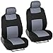 BDK PolyPro Black & Grey Car Seat Covers Full Set with Motor-Trend FlexTough All Weather Rubber Car Floor Mats - Front & Rear Split Bench Seat Covers for Cars & Matching Floor Mats for Car Interior