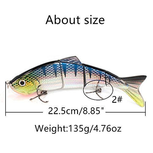 Sfeexun Lifelike 4 Segment Big Swimbaits For Bass Sinking Fishing Bass Lures Artificial Hard Bait Swimbait For Fishing, Great For Fisherman Dad Gift Style 4 (8.85 Inches L 4.76Oz) #TOP2