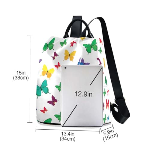 Mochila con diseño de mariposas coloridas mujer antirrobo casual bolsa 3