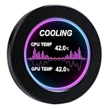 Przenośny okrągły wyświetlacz LCD IPS o przekątnej 2,1 cala do komputera głównego Monitorowanie temperatury procesora GPU Kompaktowy ekran chłodzony wodą z funkcją edytora motywów (Czarny)