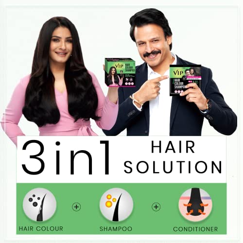 VIP Hair Colour Shampoo for Men and Women, 40ml, Black