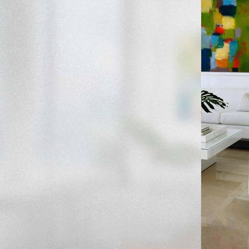 Image of WOO Home Frosted Glass Window Film & Stickers (18 X 60 Inchs) Privacy Window Cover for Home & Office - Easy Apply, UV Protection, Removable Decorative Film (Frosted White Opaque 1.5 X 5 SQFT)