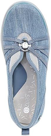 Bzees Women's Niche Slip-On Comfort Ballet Flat ,Washed Denim Fabric,7.5 Wide | Image 7