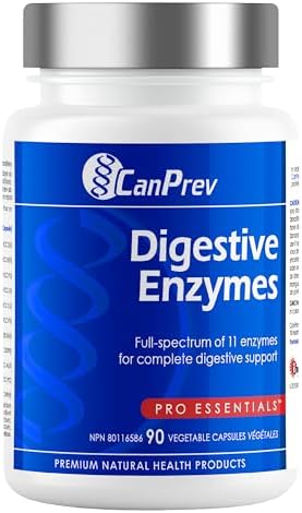 CanPrev - Digestive Enzymes Supplement, 90 Capsules 30-Day Supply - Full Spectrum of 11 Digestive Enzymes for Stomach Gas, Digestion, Indigestion and Bloating Relief - Helps Break Down Proteins